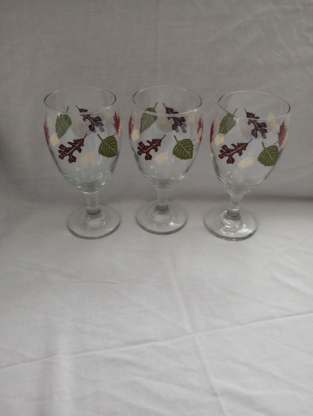 Libbey Autumn Leaf Pattern 14 Ounce Water/Iced Tea/Wine Goblets - Set of 3,